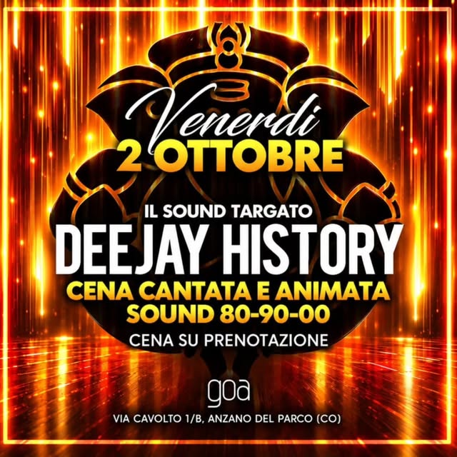 GOA · Venerdì 2 ottobre
